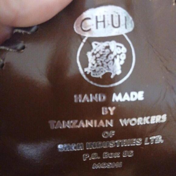 Chui African Vintage Leather Handbag. Patchwork Stitch 70s Purse. One Of A Kind - Picture 2 of 8